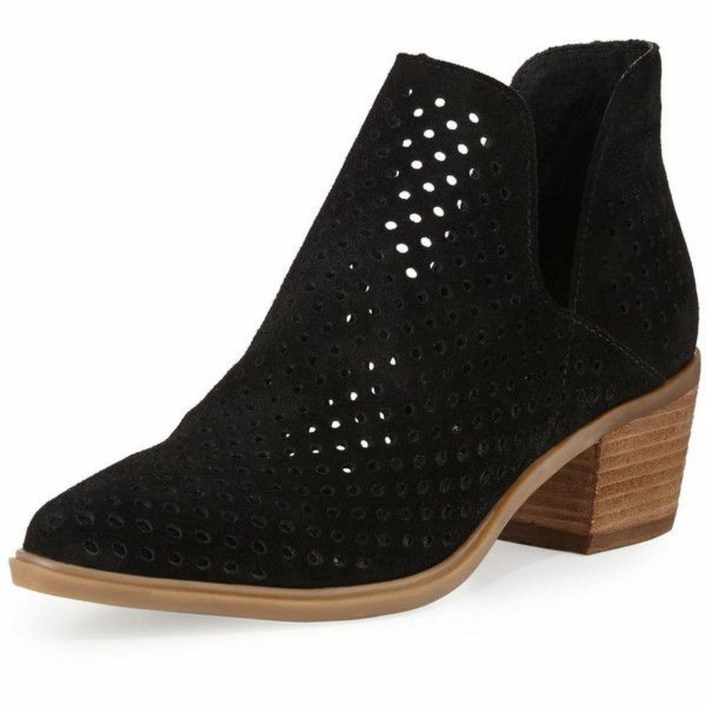 Steven by Steve Madden Black Ankle Boot Danese Size 6.5 Booties Perforated